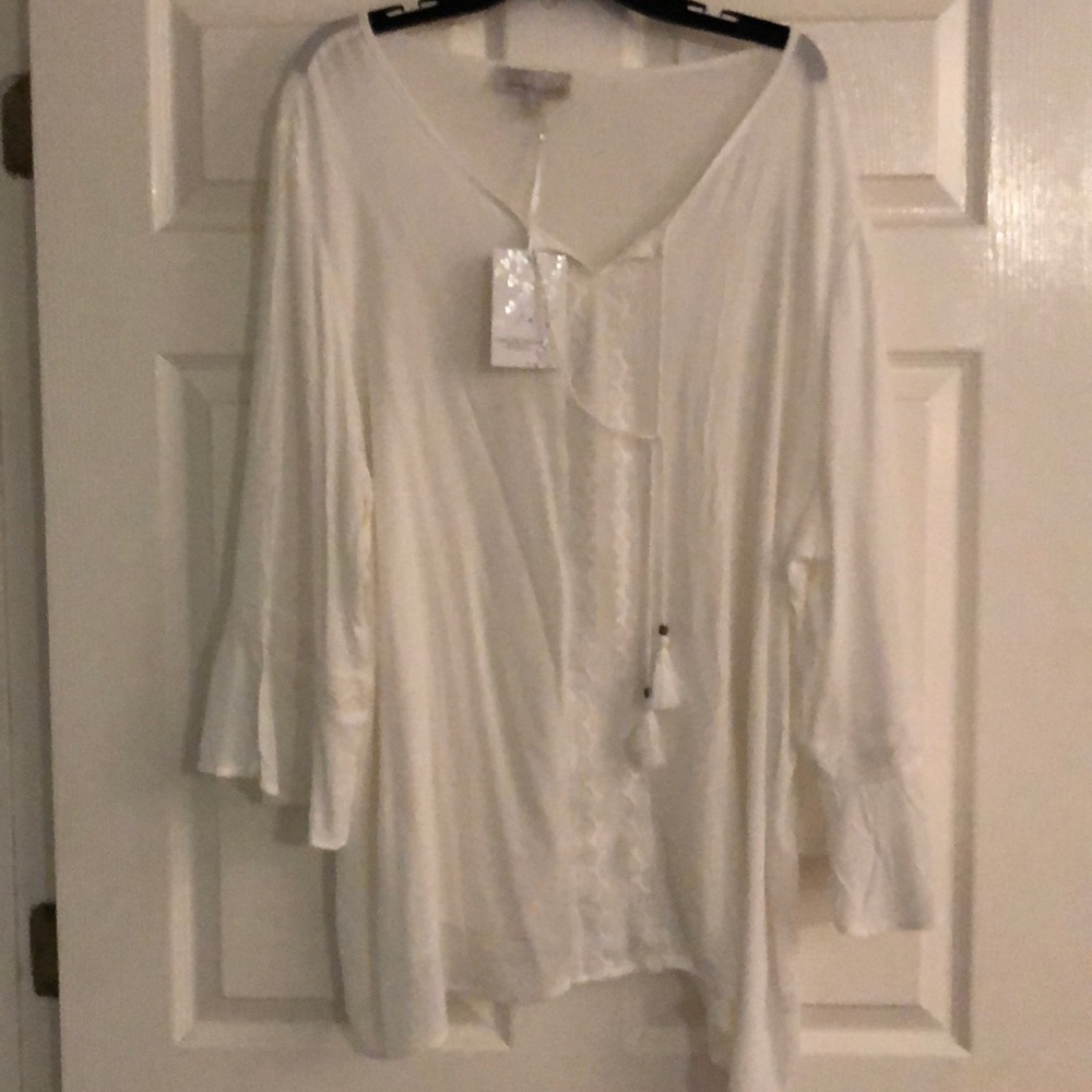White bell sleeve blouse